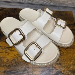 Universal Thread Collin Bone Double Buckle Footbed Sandals